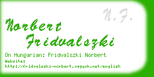 norbert fridvalszki business card